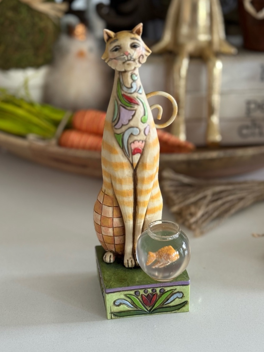 Jim Shore “Jilly”  Cat Figurine with Fish Bowl